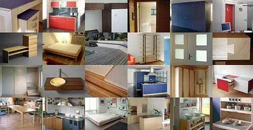 Arbeiten der Werkstatt als Mosaik: Küchen, Möbel, Türen, Terrassenrost, Bad und Innenausbau